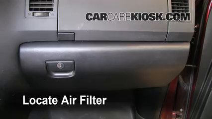 2008 Toyota Tundra SR5 4.7L V8 Crew Cab Pickup Filtre à air (intérieur) Changement